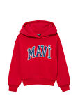 Mavi Logo Baskılı Kırmızı Kapüşonlu Sweatshirt 6610110-70464