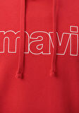 Mavi Logo Baskılı Kapüşonlu Kırmızı Sweatshirt 065606-82054