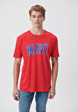 Mavi Logo Baskılı Kırmızı Tişört 0611711-70471
