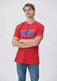 Mavi Logo Baskılı Kırmızı Tişört 0611711-70471