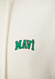 Mavi Logo Baskılı Kapüşonlu Bej Sweatshirt 0611715-70053