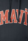 Mavi Logo Baskılı Kapüşonlu Gri Sweatshirt 1600361-80106