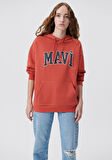 Mavi Logo Baskılı Kapüşonlu Kırmızı Sweatshirt 1600361-70459