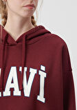 Mavi Logo Baskılı Kapüşonlu Bordo Sweatshirt 1600361-85493