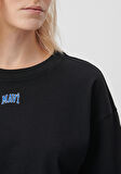 Mavi Logo Baskılı Siyah Crop Tişört 1611585-900
