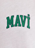 Mavi Bisiklet Yaka Regular  Fit Logo Baskılı Beyaz Erkek T-shirt DMK.M0611714-620.
