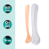 Mamajoo Beslenme Kaşığı, Powder Blush, İkili | Ergonomik Tasarım, Hijyenik Saklama Kutulu