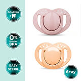 Mamajoo Ortodontik Silikon Emzik 2'li Powder Pink&Blush 6+ Ay (Sterilizayon/Saklama Kutulu)