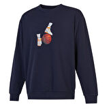 NB Erkek Mavi Günlük Stil Sweatshirt MNC3411-NVY