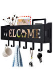 Welcome Temalı Siyah Raflı Anahtarlık