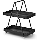 2 Katlı Siyah Metal Banyo ve Mutfak Rafı Model 1