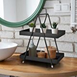 2 Katlı Siyah Metal Banyo ve Mutfak Rafı Model 1