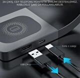 Homiano Magsafe Airdock 4 in 1 Hızlı Kablosuz Şarj Standı 15W Siyah - LFX-178