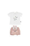 Gezenbebe Hero Kısa Kol Desenli Bebek T-Shirt ve Nakışlı Şort Seti