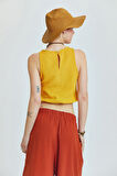 Beli Lastikli Basic Crop Bluz Hardal | M