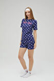 Lisanslı Kısa Kollu Şortlu Lacivert Pijama Takımı