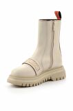 Harley Davidson Beige Hakiki Deri Kadın Bot & Bootie HD0777054903