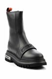 Black Hakiki Deri Kadın Bot & Bootie HD0777054903