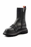 Black Hakiki Deri Kadın Bot & Bootie HD0777054903