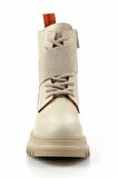 Beige Hakiki Deri Kadın Bot & Bootie HD0777055403