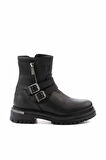 Black Hakiki Deri Kadın Bot & Bootie HD0777055603