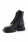 Black Hakiki Deri Kadın Bot & Bootie HD0777004203