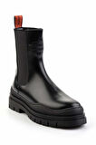 Black Hakiki Deri Kadın Bot & Bootie HD0777004803