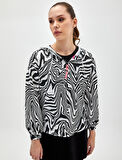 Zebra Desenli Sweatshirt-Siyah | 38