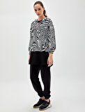 Zebra Desenli Sweatshirt-Siyah | 38
