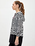 Zebra Desenli Sweatshirt-Siyah | 38
