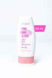 Spf 50 Pink Sun Block Ton Eşitleyici Nemlendirici Ve Aydınlatıcı Pembe Güneş Kremi 50 ml