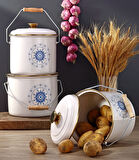 Bonera Emaye 3'lü Krem Bakraç Set, 20-22-24 Cm