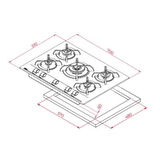 Tecna 8471 5 Gözlü Döküm Izgara 70 Cm Siyah Ankastre Ocak