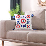 Evidea Soft Yapraklı Punch Kırlent - Kiremit - 45x45 cm