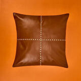 Evidea Soft Deri Görünümlü Kırlent - Kahverengi - 43x43 cm