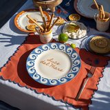 Evidea Kitchen Luve Del Mare Tatlı ve Kahvaltı Tabağı - Krem / Mavi - 21 cm