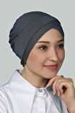 Dört Bantlı Çapraz Dış Tesettür Bonesi Hazır Türban Penye