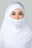 Hazır Türban Peçeli Pratik Eşarp Tesettür Nikaplı Hijab - Namaz Örtüsü Sufle (3XL)