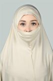 Hazır Türban Peçeli Pratik Eşarp Tesettür Nikaplı Hijab - Namaz Örtüsü Sufle (3XL)