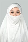 Hazır Türban Peçeli Pratik Eşarp Tesettür Nikaplı Hijab - Namaz Örtüsü Sufle (3XL)