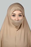 Hazır Türban Peçeli Pratik Eşarp Tesettür Nikaplı Hijab - Namaz Örtüsü Sufle (3XL)