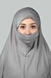 Hazır Türban Peçeli Pratik Eşarp Tesettür Nikaplı Hijab - Namaz Örtüsü Sufle (3XL)