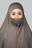 Hazır Türban Peçeli Pratik Eşarp Tesettür Nikaplı Hijab - Namaz Örtüsü Sufle (3XL)