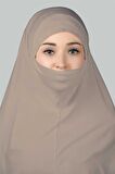 Hazır Türban Peçeli Pratik Eşarp Tesettür Nikaplı Hijab - Namaz Örtüsü Sufle (3XL)
