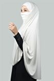Hazır Türban Peçeli Pratik Eşarp Tesettür Nikaplı Hijab - Namaz Örtüsü Sufle (5XL)