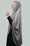 Hazır Türban Peçeli Pratik Eşarp Tesettür Nikaplı Hijab - Namaz Örtüsü Sufle (5XL)