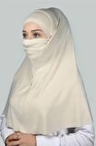 Hazır Türban Peçeli Pratik Eşarp Tesettür Nikaplı Hijab - Namaz Örtüsü Sufle (XL)
