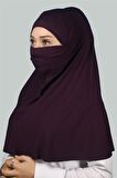 Hazır Türban Peçeli Pratik Eşarp Tesettür Nikaplı Hijab - Namaz Örtüsü Sufle (XL)