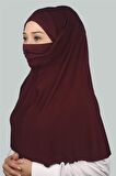 Hazır Türban Peçeli Pratik Eşarp Tesettür Nikaplı Hijab - Namaz Örtüsü Sufle (XL)