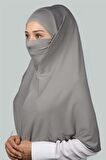 Hazır Türban Peçeli Pratik Eşarp Tesettür Nikaplı Hijab - Namaz Örtüsü Sufle (XL)
